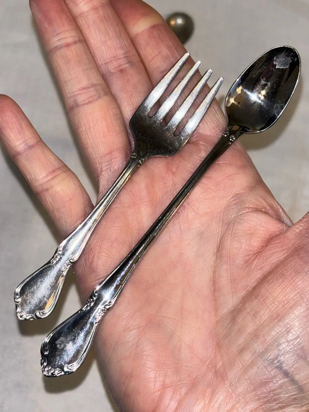 Vintage Mixed Flatware Lot Child Spoon Fork Butter Spreader Demitasse Spoon